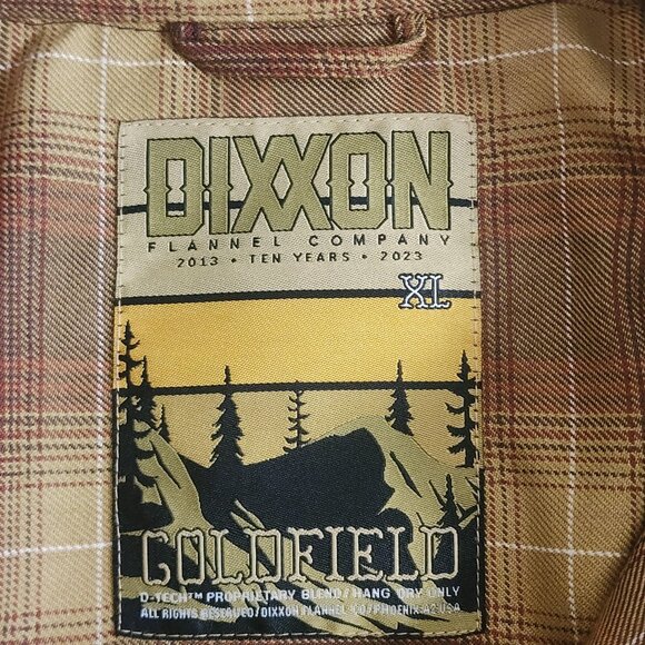Dixxon Shirt Mens Extra Large Brown Yellow Plaid Goldfield Flannel Snap Front - Picture 5 of 11